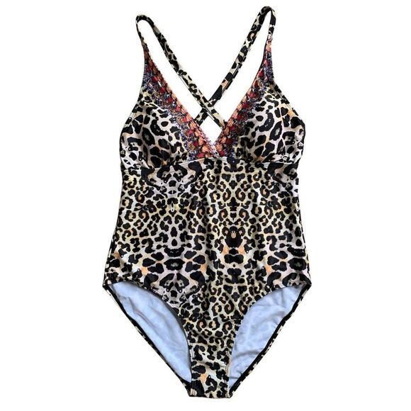 True Colours by La Moda Leopard One Piece Swimsuit‎ Tan, Black Size XL - Picture 3 of 12